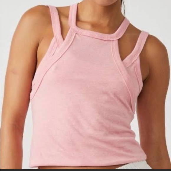 Free People Women's Two Times The Charm Tank Top in Pink Punch NWT Size Small - Picture 3 of 4